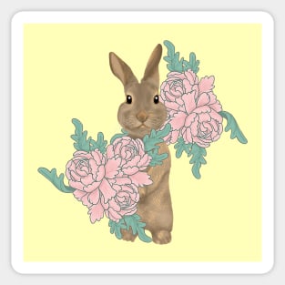 Bunny in the peony garden Sticker